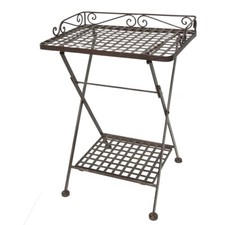 Gartentisch Blumenständer antikbraun Blumentisch BEISTELLTISCH klappbar Metall