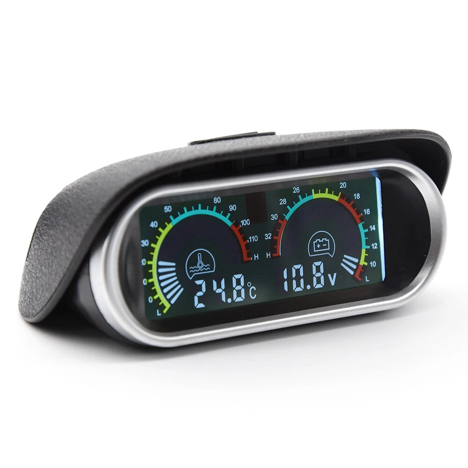 Voltímetro LCD 2 en 1 medidor de temperatura del agua sensor de temperatura del motor + adaptador de 28 mm Foto 2 de 4