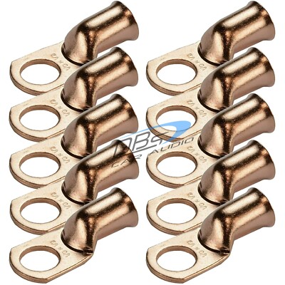 10x 0 Gauge Copper Wire Battery Ring Terminal 1/0 0GA Welding Lead Lug Connector