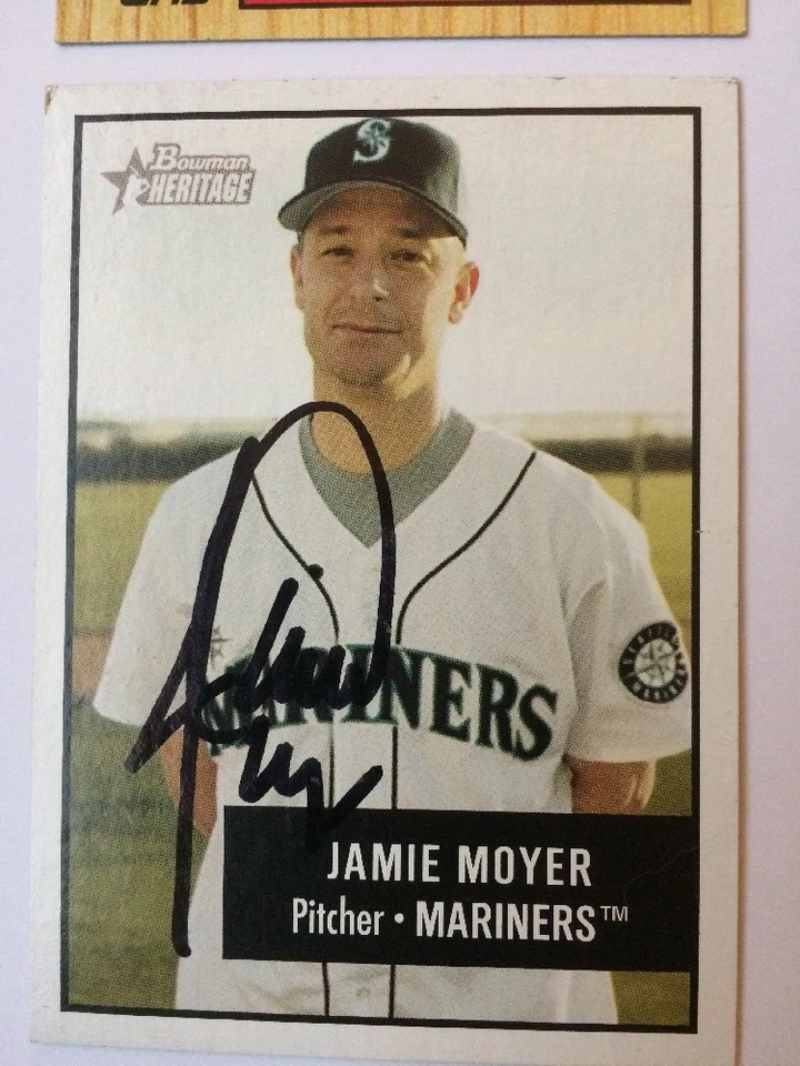 Jamie Moyer Autographed card Rookie Topps Heritage Bowman Cubs Mariners Phillies - Image 4 of 4