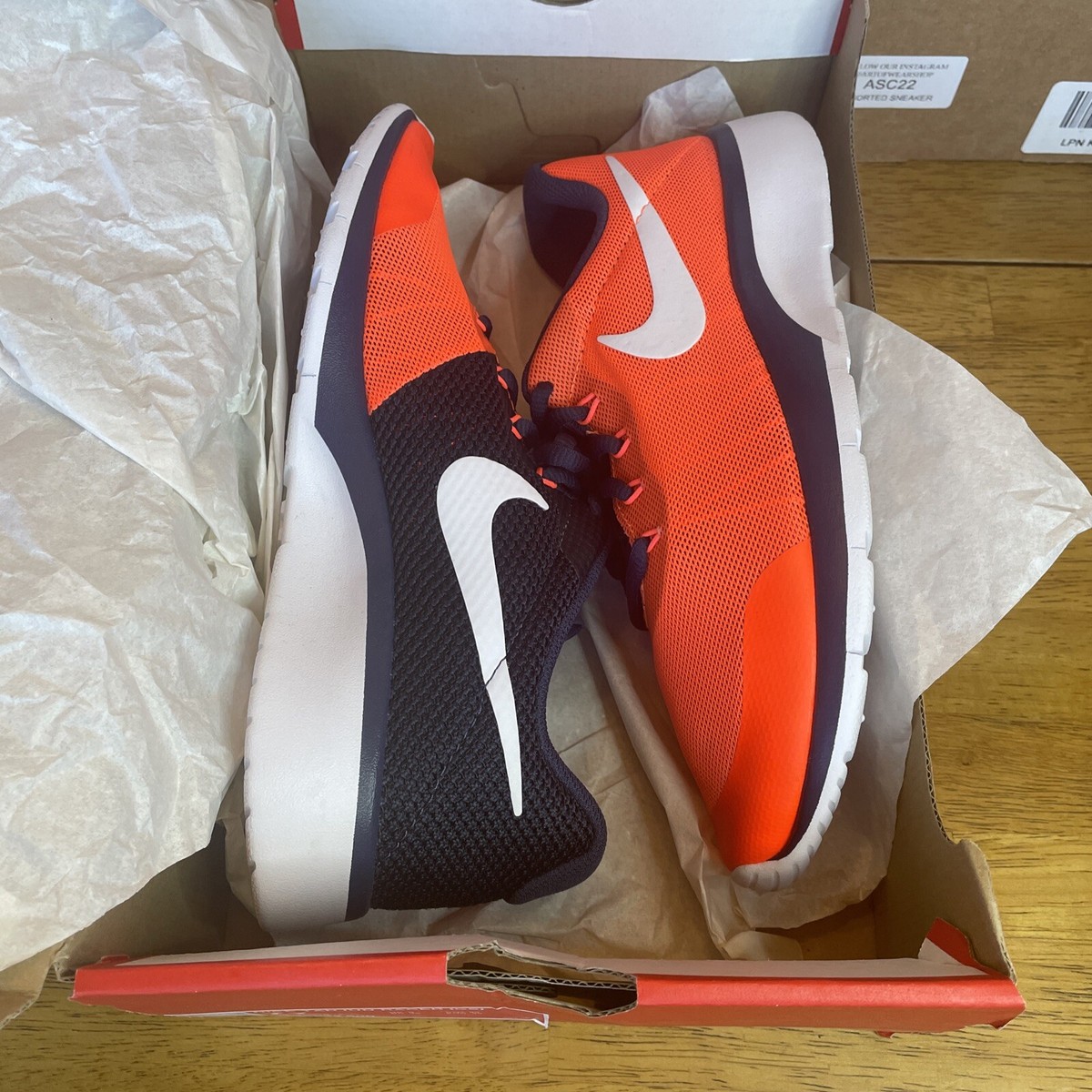 Nike Boys Tanjun Racer AH5244-800 Orange Running Shoes Sneakers
