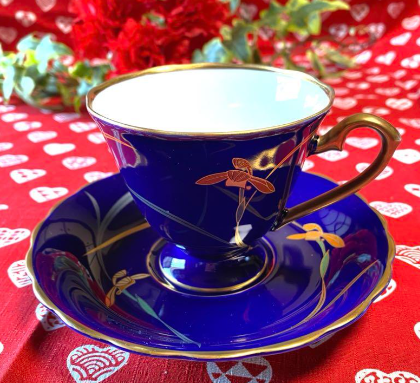 Koransha blue cup and saucer set From Japan(Used)(Good condition
