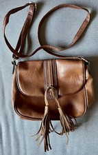 Adjustable Brown Satchel Crossbody Purse Bag With Zippers And Pockets