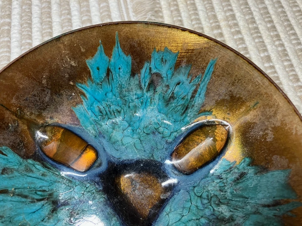 Tigela de cobre esmaltada vintage MCM Edwards Star para Georg Jenson diâmetro 5-3/4" - Imagem 3 de 4