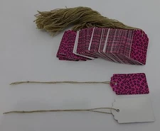 500 Leopard Pink Designer Print Scalloped Merchandise Strung Price Tags