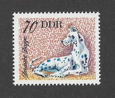 Dog Art Body Postage Stamp Harlequin GREAT DANE DDR East Germany 1976 MNH