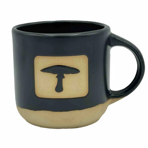 Ruby Farm Studio Pottery Mug Mushroom Black 10oz Cottagecore Farmcore