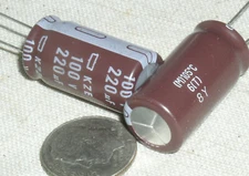 2 UNITED CHEMICON KZE 220UF/100V 220 MFD RADIAL ELECTROLYTIC CAPACITOR 105*C USA