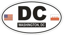 Washington DC Oval Bumper Sticker or Helmet Sticker D806  District of Columbia