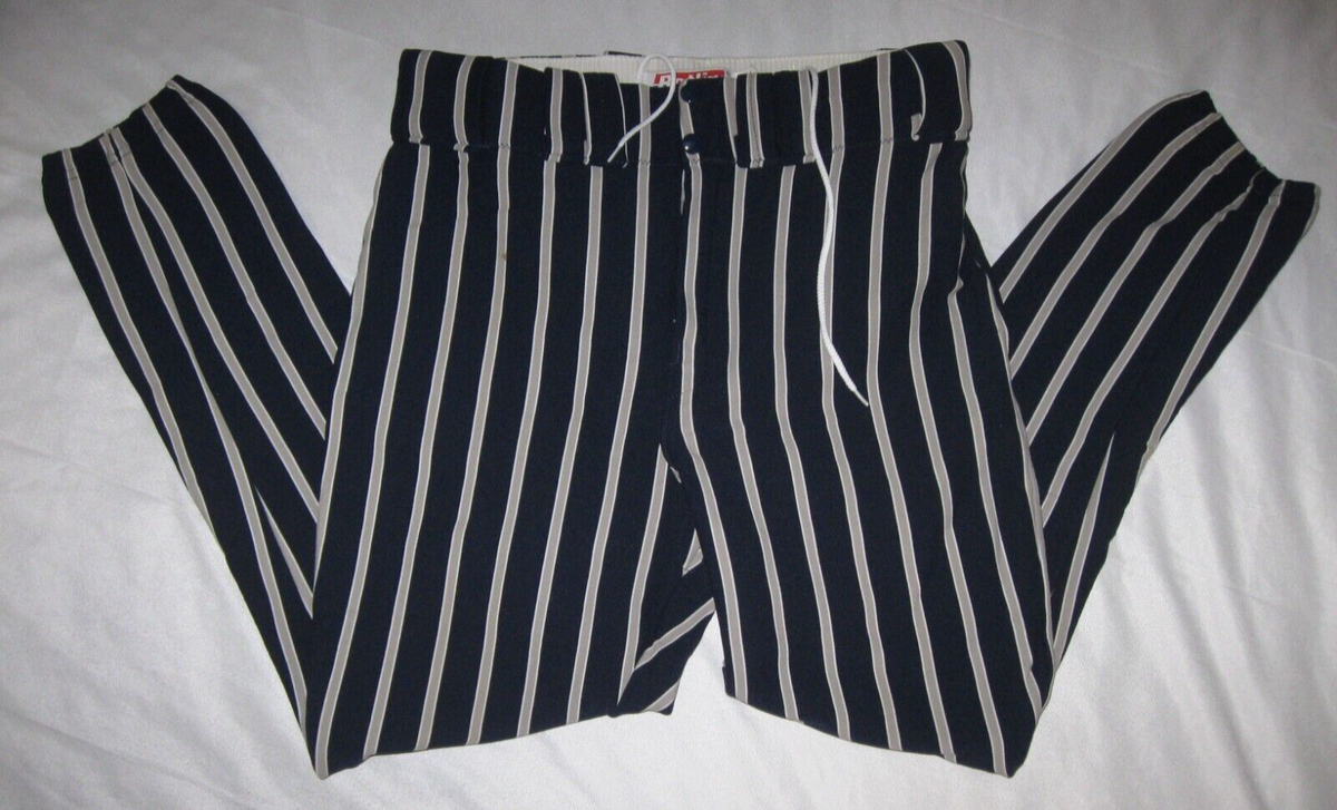 Pantalon Baseball Vintage Betlin 1980 - Pinstripe Blanc/Bleu - Taille 34 - Fabriqué USA