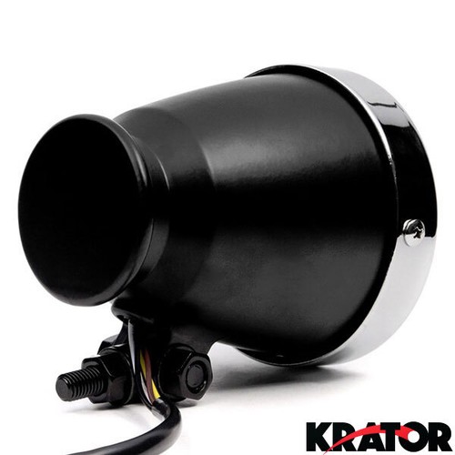 4.25" Mini Headlight w/ High Low Beam Lights LED Bulb Black w/ Chrome Housing - Picture 6 of 8