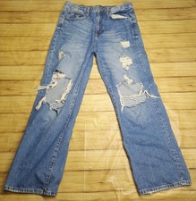 Aeropostale jeans womens 8R Wide Leg distressed baggy skater 32x30