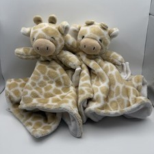 Carters Giraffe Tan  White Baby Security Blanket Lovey Lot Of 2