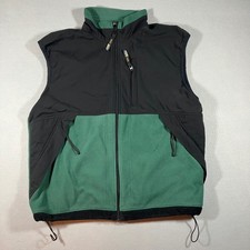 Vtg REI Fleece Vest Mens L Green Black Colorblock Activewear Hiking Zip Up Y2K