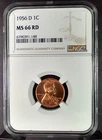 1956-D Licnoln Cent, NGC MS-66RD (A342)