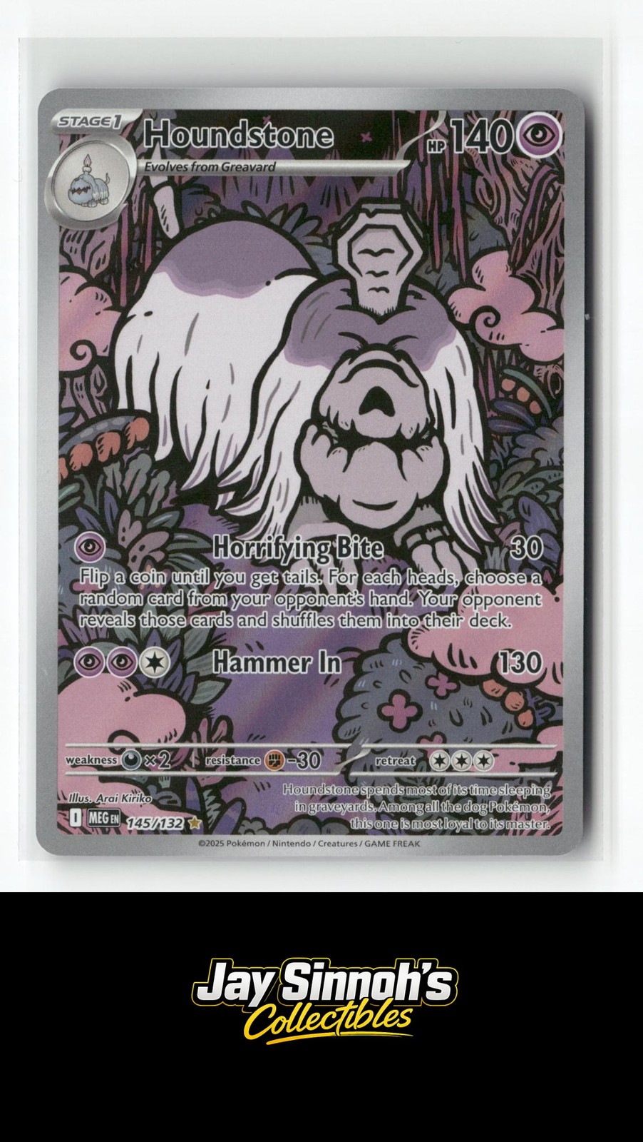 Houndstone 145/132 Mega Evolution NM Illustration Rare Full Art Pokemon