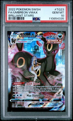 2022 POKEMON SWORD & SHIELD BRILLIANT STARS #TG23 FULL ART/UMBREON VMAX PSA 10