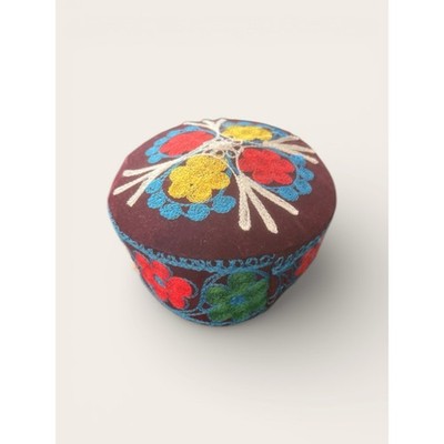 Handmade tubeteika or doppi velvet with embroidery Kufi hat 