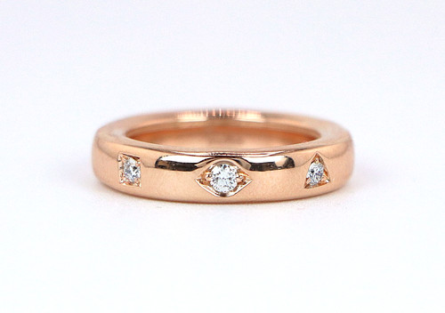 $2,500 Pomellato 18k Rose Gold Round Diamond Iconica Extra Slim Ring Band #52