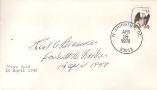 Doolittle Raider Bombardier Fred A. Braemer Signed Cover