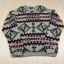 Vintage 90s Pendleton Aztec Sweater Southwest Print L Western Native American