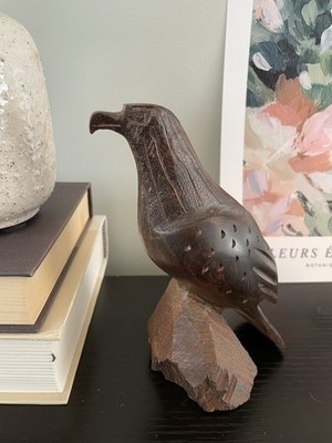 MCM Hand-carved Heavy Ironwood Eagle Falcon Bird Sculpture 6 