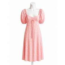Faithfull the Brand Juniper Pink Floral Midi Dress Women's 2 XS Coquette Ditsy
