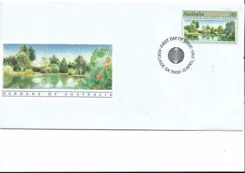 AUSTRALIAN FIRST DAY COVER....  1989  $10 botanical gardens ADELAID PMK