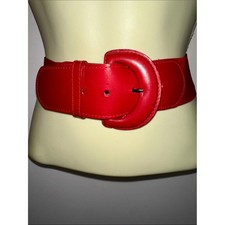 Vintage Wide Red Elastic Waistband Belt with Padded Round Buckle