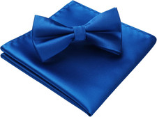 Bow Ties for Men Solid Color Pre-Tie Bow Tie and Pocket Square Set Classic Forma