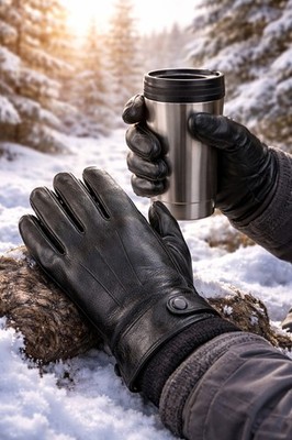 Premium Sheepskin Leather Gloves Cashmere Lined Touch Screen Cold Weather