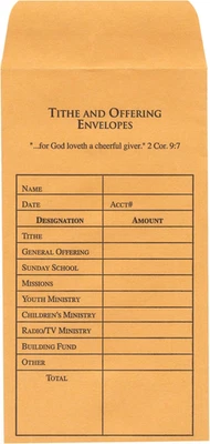 Broadman Church Supplies Tithe and Offering Envelope, 100 Count
