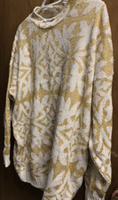 Rose Made in the USA Women's Vintage white and gold sweater