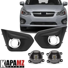 LED Fog Light w/ Lamp Cover Bezel Chrome Trim For Subaru Impreza 2012 2013 2014