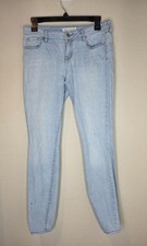 Bullhead Denim Co Jeans Women 27 Light Blue Low Rise Skinniest Distressed 