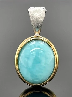 CLIP-ANHÄNGER AUS 925/-SILBER BICOLOR MIT LARIMAR SILBERZEIT SCHMUCKJAGD - Bild 1 von 3