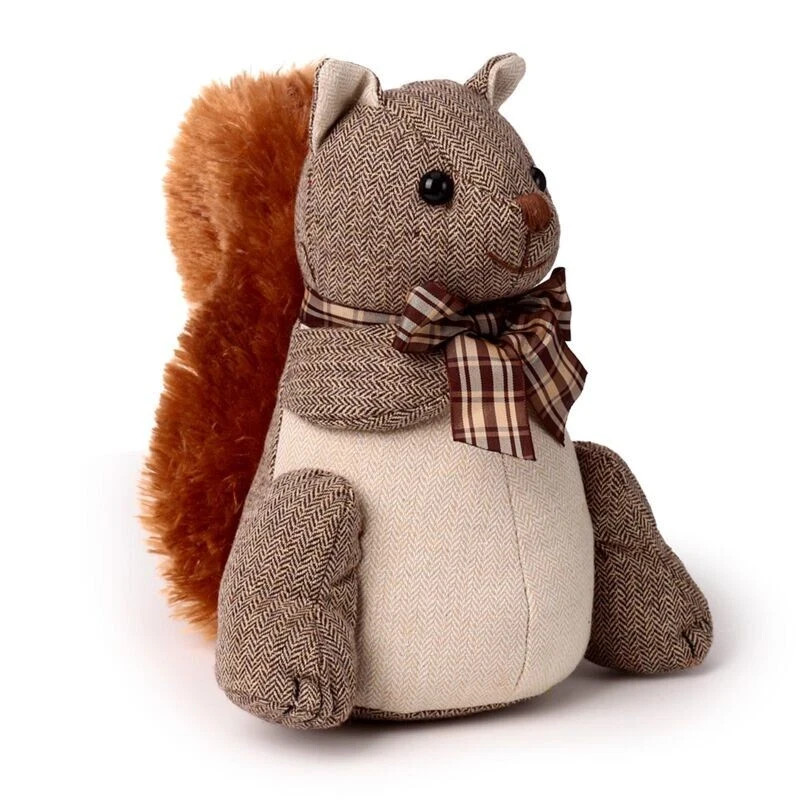 Door Stop Red Tailed Squirrel in Bowtie Doorstop Doorstopper Plush Cute Animal