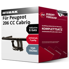 Für 206 CC Cabrio Typ 2D (Auto Hak) Anhängerkupplung abnehmbar + E-Satz 7pol top
