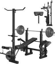 Adjustable 7-in-1 Weight Bench w Squat Rack,Leg Extension,Lat Pulldown for Home