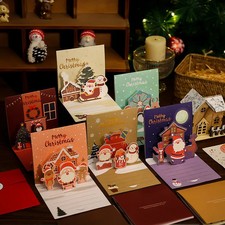 3D Weihnachts Gru&szlig;karten Set Blankos Feiertagskarten mit Umschl&auml;gen