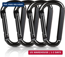 4 PCS Carabiner Clip, 860 Lbs-3 Iron Heavy Duty Carabiner, Multi black