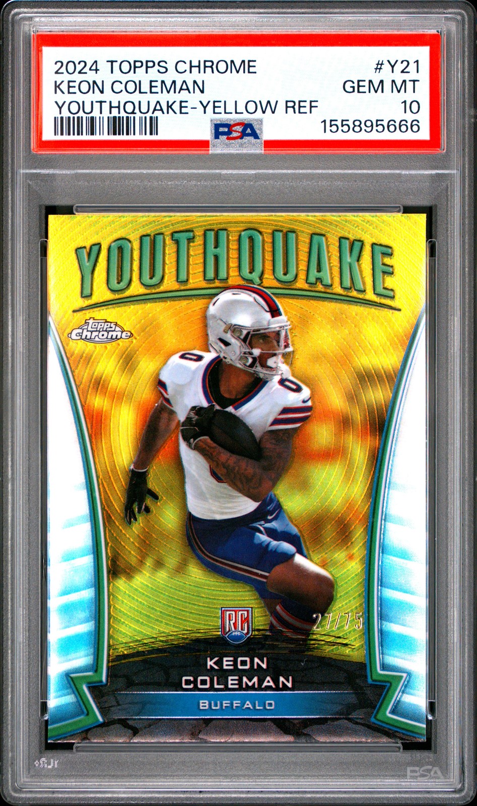 Keon Coleman Topps Chrome Youthquake #Y21 Yellow Refractor