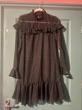 betsey johnson size 0 uk 4 black metallic dobby dress party evening