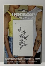 2025 Magnolia Temporary Tattoo - Water-Resistant, Black, 1-Pack, All-Occasion