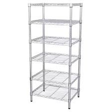 Wire Shelving Unit, 18"D X 60"W X 63"H, 6 Shelves, Chrome, 32V407