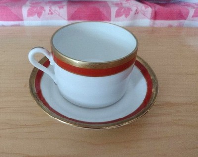 Richard Ginori Palermo Red Rust Flat Demitasse Porcelain Cup & Saucer Set New