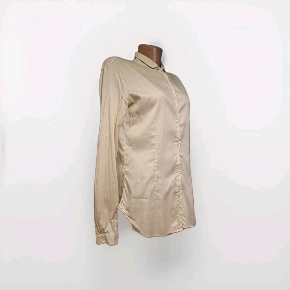 Mauro Grifoni Women’s Slim Fit Shirt Blouse Ivory Cotton Stretch Size IT 44 ( M) - Image 4 of 4