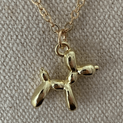 Men's Gold Balloon Dog Charm Pendant Necklace Jeff Koons Pop Art