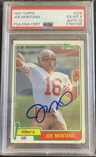 Joe Montana 1981 Topps #216 Rookie Card Signed PSA 6 EX-MT 10 Auto HOF 49ers