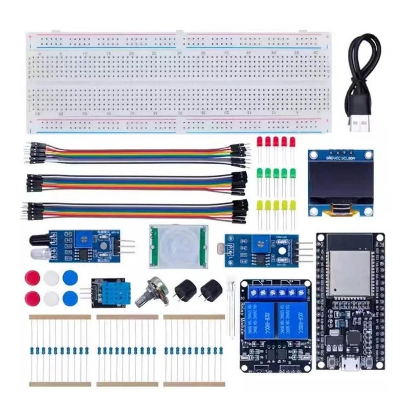 ESP32 Solderless Starter Kit WiFi Bluetooth Modules/Relays/OLED Display/Sensors